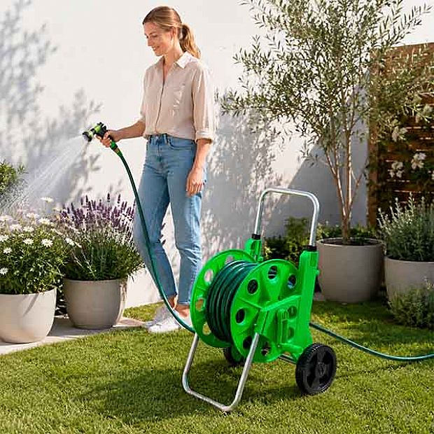 Carro Portamangueras de Jardín de 60 m al por Mayor con Ruedas y Asa Ajustable - 10Z01C