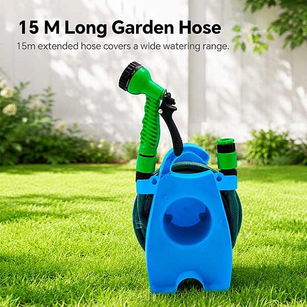Enrollador Mini de Manguera de Jardín al por Mayor con Manguera de 15 m y Pistola de Riego - 10Z01E