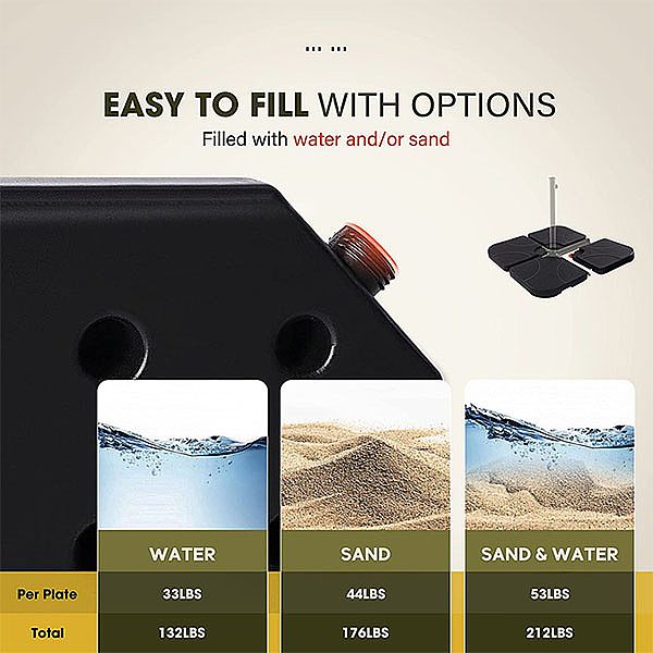 Base de sombrilla de patio compensada en voladizo resistente de 4 piezas - 12U03C