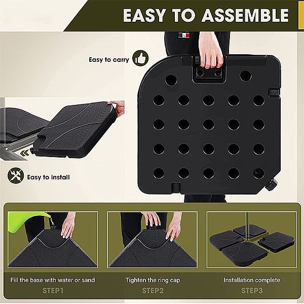 Base de sombrilla de patio compensada en voladizo resistente de 4 piezas - 12U03C