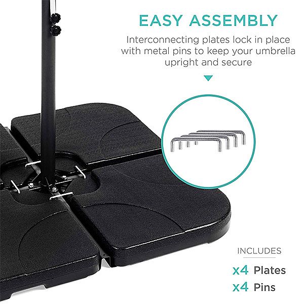 Base de paraguas para exteriores compensada en voladizo resistente de 4 piezas - 12U03D