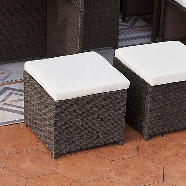 Mesa de comedor cubo de ratán con seis sillas para ahorrar espacio - 10D01A