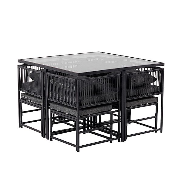 Sillas tejidas con cuerda de cuatro piezas y vajillas tejidas de ratán - 10D01B