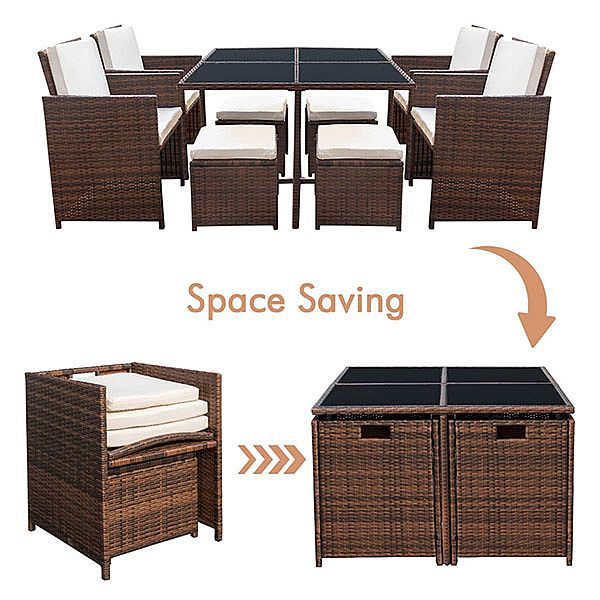 Lujoso juego de mesa de mimbre para exterior con sillón y otomana - 10D01C