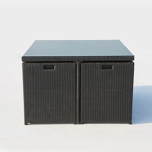 Conjunto de comedor de mimbre para exterior con dos otomanas y cuatro sillones Mesa de comedor - 10D01D