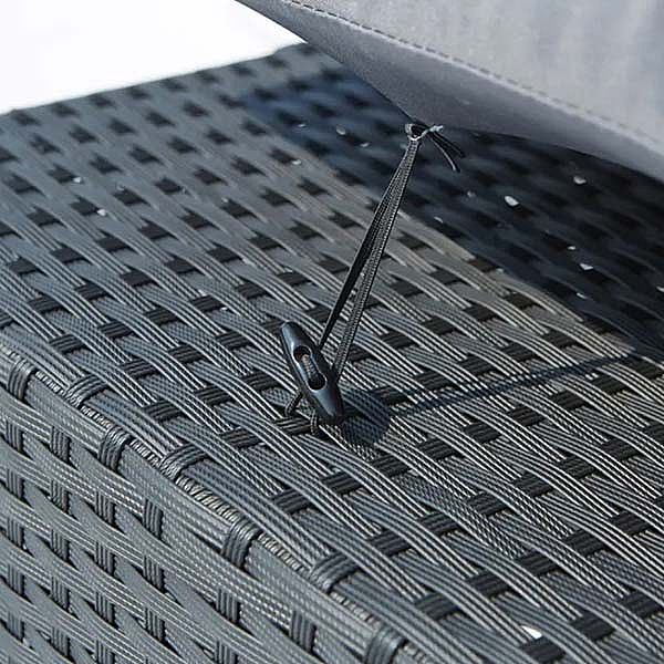 Conjunto de comedor de mimbre para exterior con dos otomanas y cuatro sillones Mesa de comedor - 10D01D