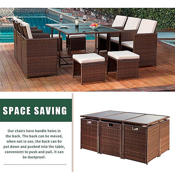 Mesa de comedor de ratán para ahorrar espacio - 10D01E