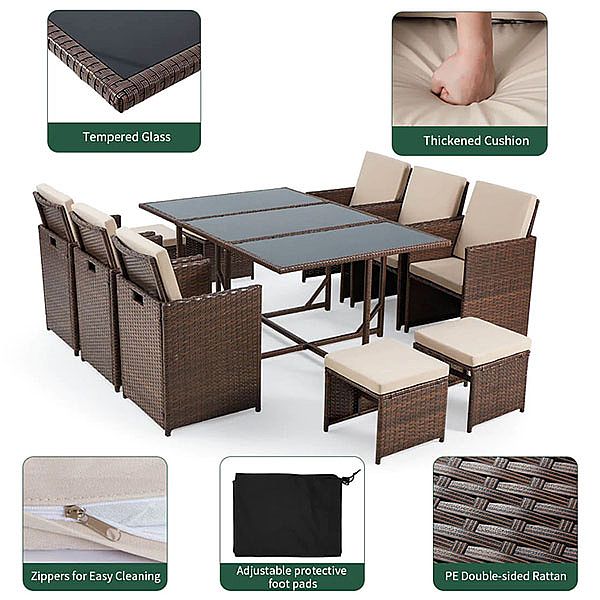 Mesa de comedor de ratán para ahorrar espacio - 10D01E