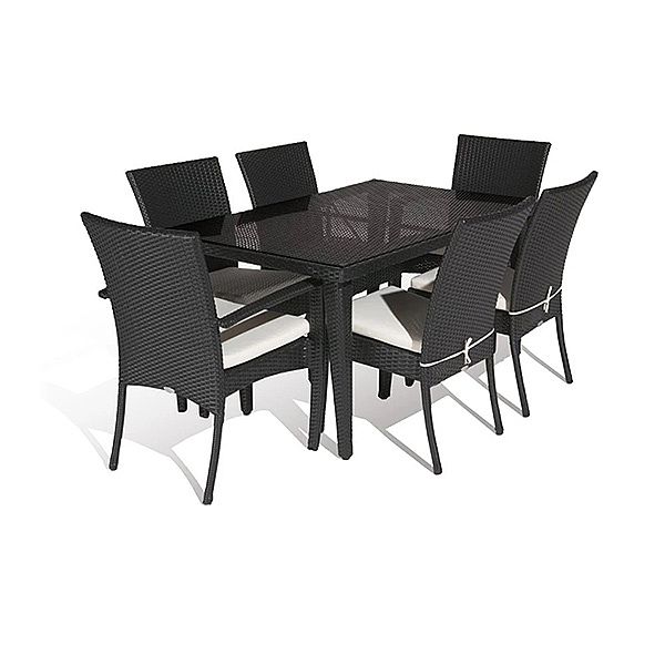 Moderno y elegante juego de mesa y sillas de ratán negro - 10D01G