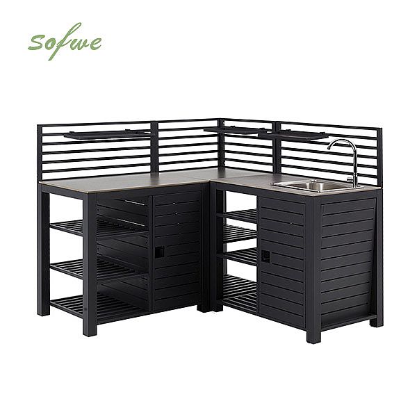 Conjunto de cocina exterior de aluminio con encimera de piedra sinterizada - 11D13A