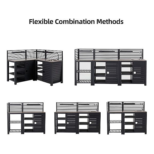 Conjunto de cocina exterior de aluminio con encimera de piedra sinterizada - 11D13A