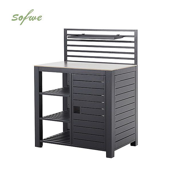 Mesa de cocina de jardín multifuncional con marco de aluminio - 11D13C