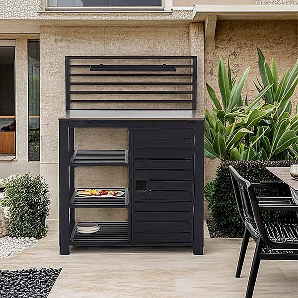 Mesa de cocina de jardín multifuncional con marco de aluminio - 11D13C