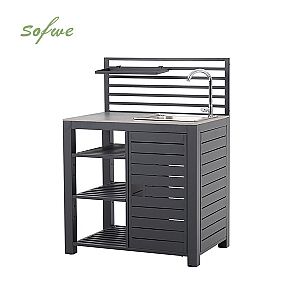 Encimera de cocina exterior con marco de aluminio, fregadero...