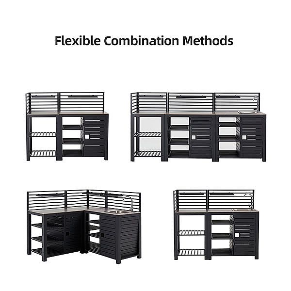 Mesa de cocina modular flexible para jardín y patio con marco de aluminio para exteriores - 11D13E
