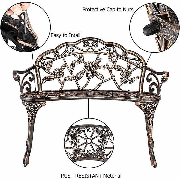 Silla de jardín de metal de aluminio antiguo fundido al aire libre - 10B01Z