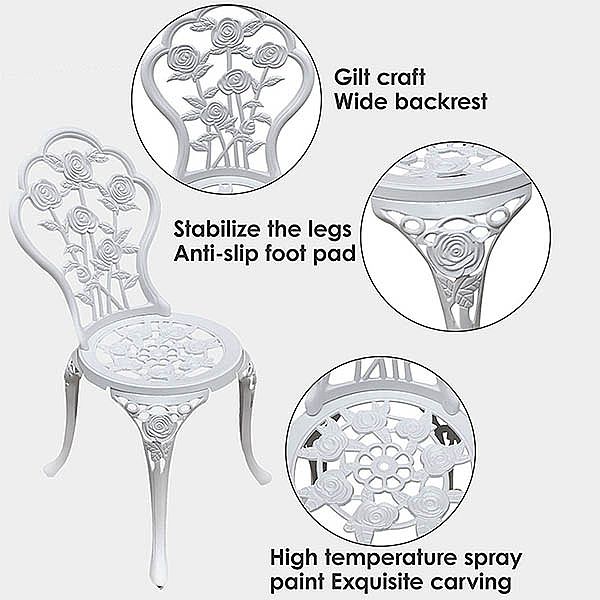 Juegos de bistró de exterior de aluminio antiguo fundido - 10B02B