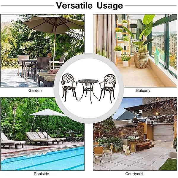 Juego de patio bistró de metal antiguo resistente a la intemperie - 10B02E