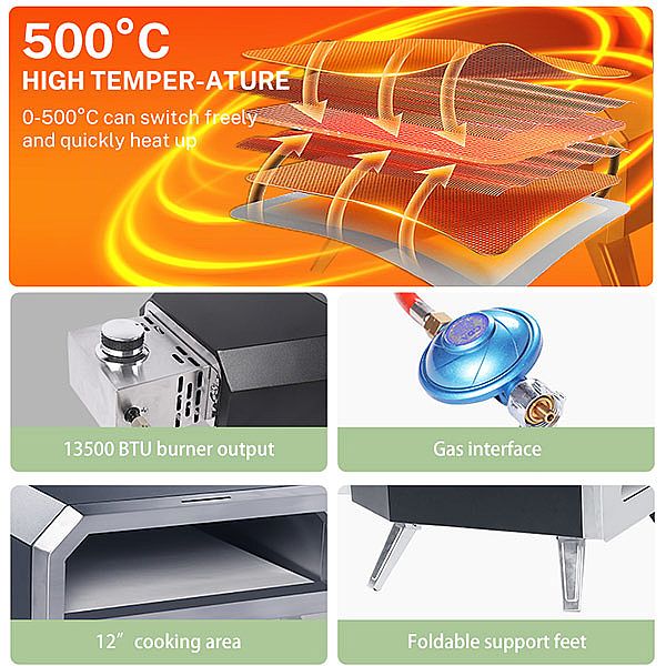 Horno portátil de pizza a gas para jardín - 11H01E