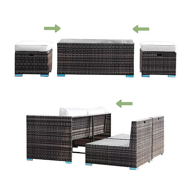 Juegos de muebles de conversación de mimbre para patio de 6 piezas al por mayor - 10C01A