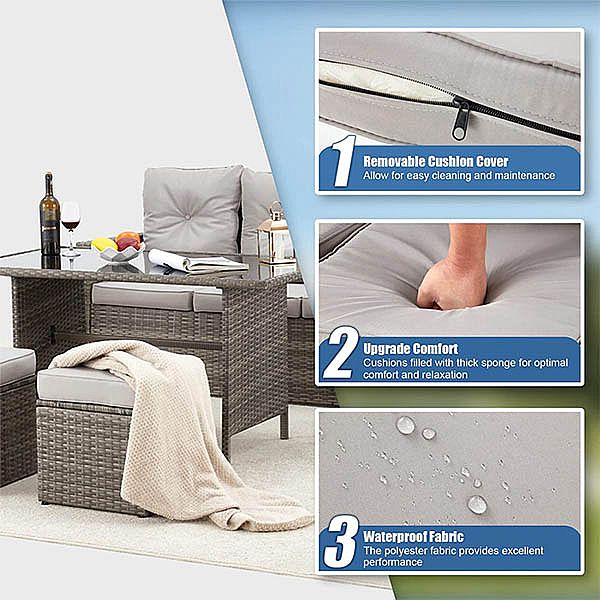 Juego de sofás combinados para exteriores de ratán PE - 10C01E