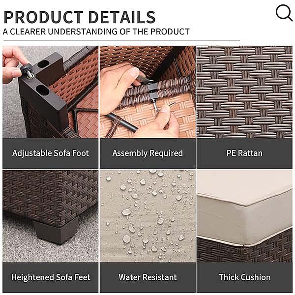 Juego de muebles de mimbre y ratán para jardín de 4 piezas - 10C01H