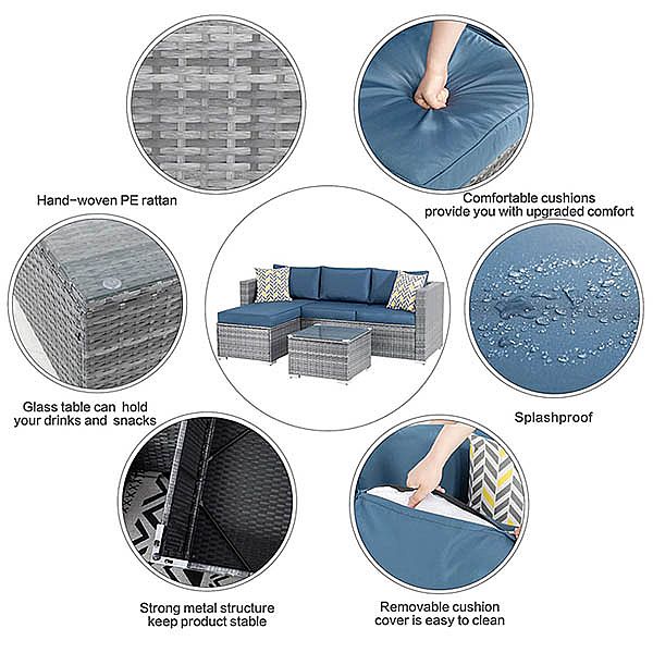 Juego de muebles de mimbre para jardín - 10C01J