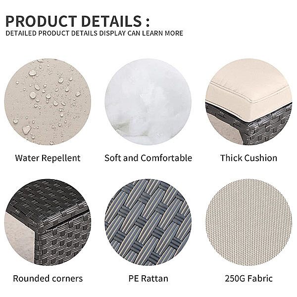 Sofá de ratán de jardín de 3 piezas - 10C01L