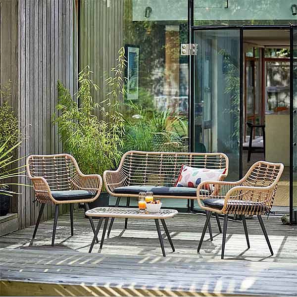 Muebles de jardín de mimbre y ratán de 4 plazas - 10C01S