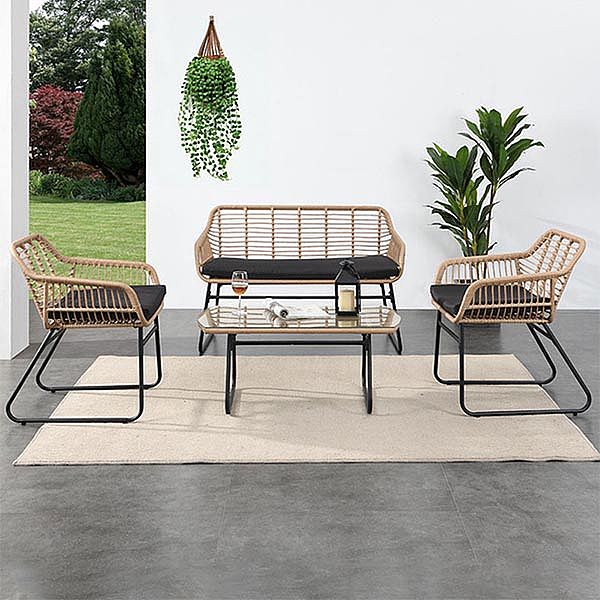 Muebles de exterior de ratán, juego de sofás de jardín de 4 plazas - 10C01T