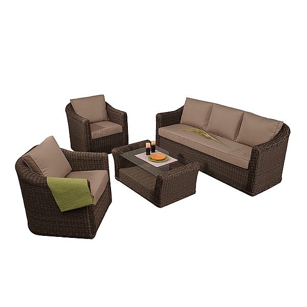 Conjunto de patio de muebles de mimbre mixto con marco de aluminio para exteriores - 10C01U