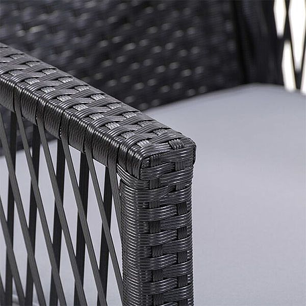 Sofá de mimbre de 4 piezas con escritorio de vidrio templado - 10C02C