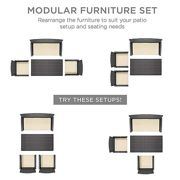 Juegos de muebles de conversación para patio de ratán tejido - 10C02D