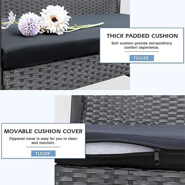 Mesa y silla de mimbre para exterior de 4 piezas con mesa de centro - 10C02E