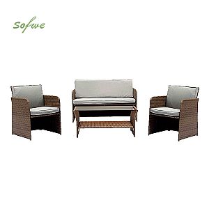 Conjunto de muebles de jardín de mimbre y ratán