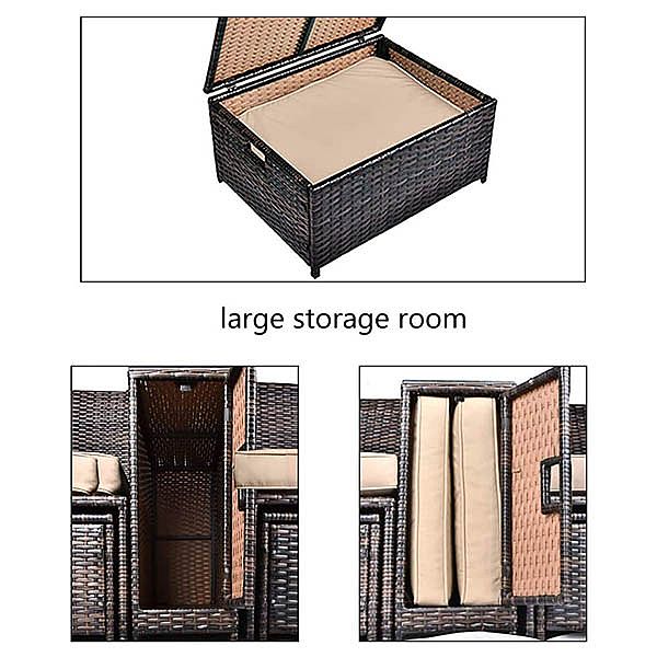 Juego de sofás de mimbre para patio exterior de 5 piezas - 10C02M