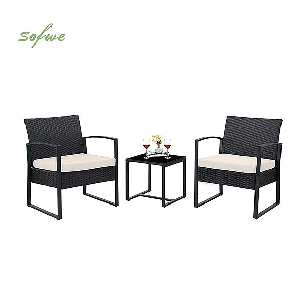 Juego de muebles de mimbre para patio exterior de 3 piezas - 10C02Q