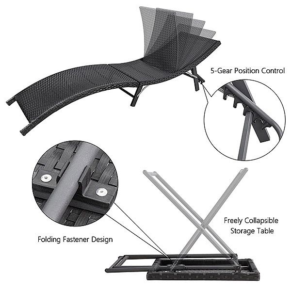 Juego de tumbonas plegables ajustables al aire libre - 10C02U