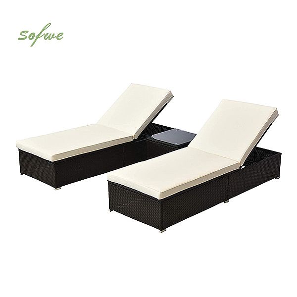 Juego de sillones de mimbre con respaldo ajustable para piscina al aire libre - 10C02W