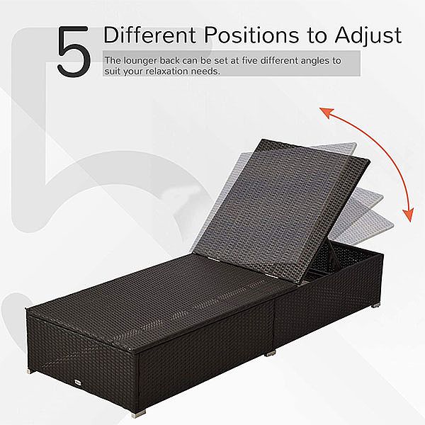 Juego de sillones de mimbre con respaldo ajustable para piscina al aire libre - 10C02W