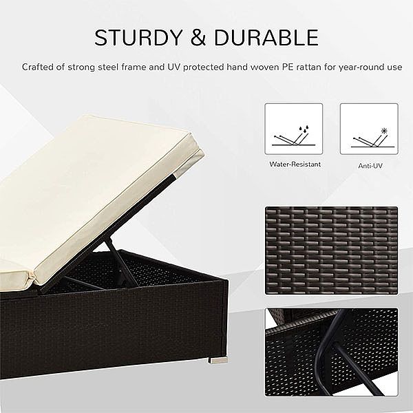 Juego de sillones de mimbre con respaldo ajustable para piscina al aire libre - 10C02W