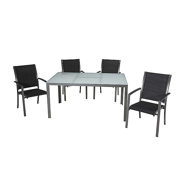 Juego de comedor de exterior de aluminio gris de 7 piezas - 11D01A