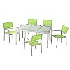 Juego de comedor de exterior de aluminio verde de 6 piezas - 11D01D