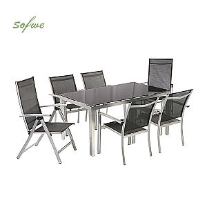 Juego de mesa de comedor para exterior para 6 personas con...