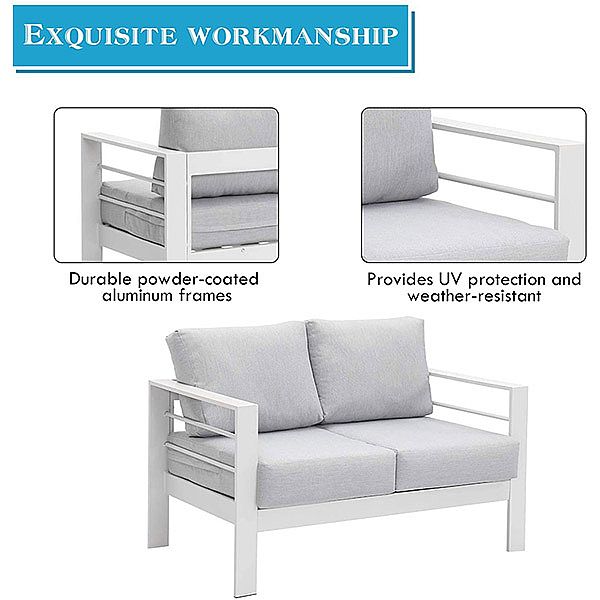 Juego de sofás de exterior de metal de 7 plazas - 11C01M