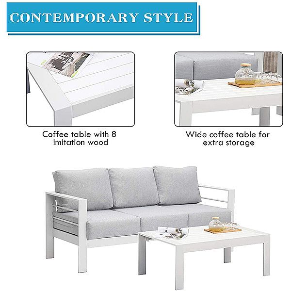 Juego de sofás de exterior de metal de 7 plazas - 11C01M