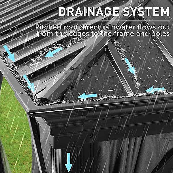 Cenador de lujo al aire libre con techo rígido de malla - 10G01F