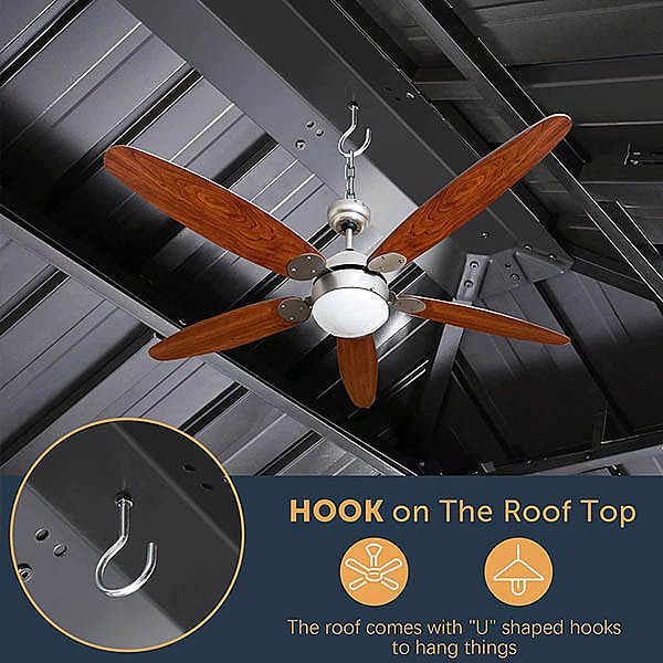 Cenador de lujo al aire libre con techo rígido de malla - 10G01F