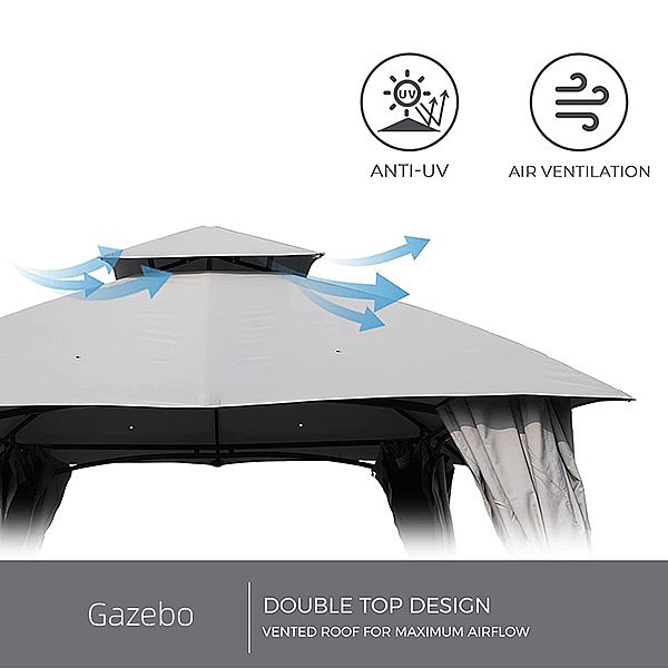 Pabellón de techo blando con doble ventilación, cortinas y malla - 10G01P