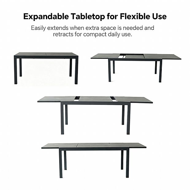 Mesa de Comedor Extensible de Aluminio para Patio con Tablero de DPC al por Mayor - 11D07H